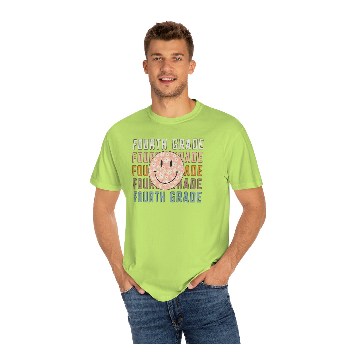 4th Grade Smiley Face Warm Colors Unisex Garment-Dyed PREMIUM T-shirt