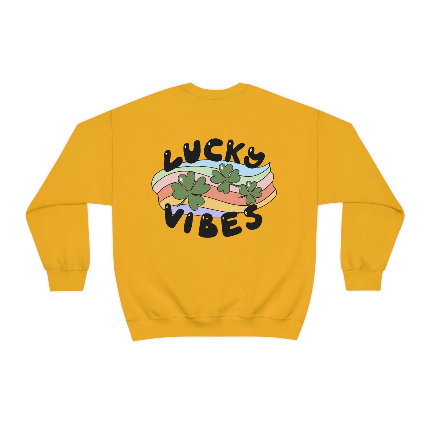 St. Patrick's Day "Lucky Vibes" Front and Back Design Unisex Heavy Blend Crewneck Sweatshirt