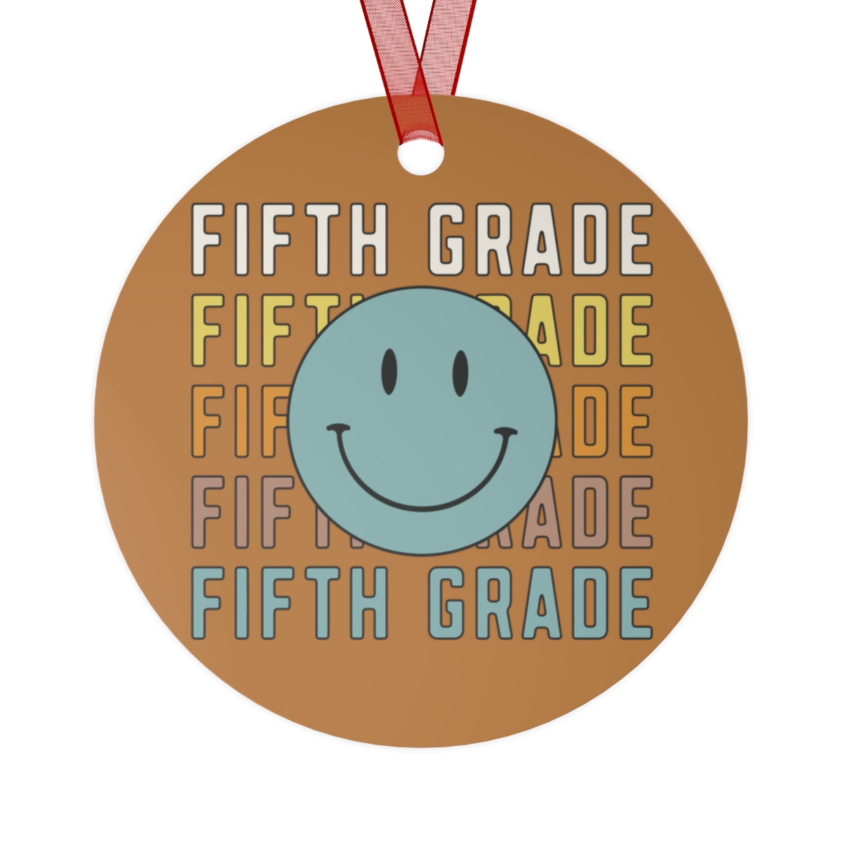 Fifth Grade Light Brown Rustic Boho Metal Ornaments