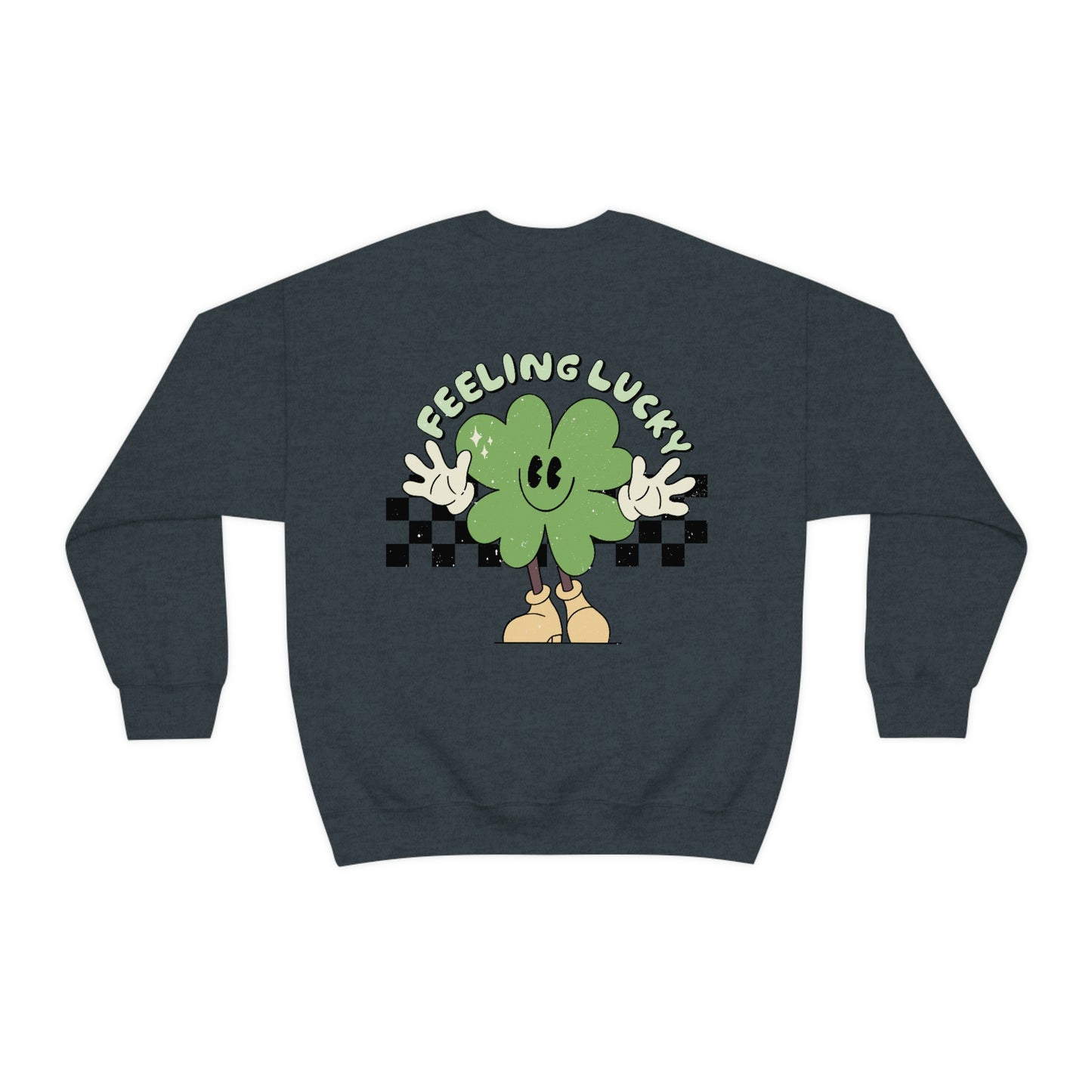 St. Patrick's Day "Feeling Lucky Shamrock" Front and Back Design Unisex Heavy Blend Crewneck Sweatshirt