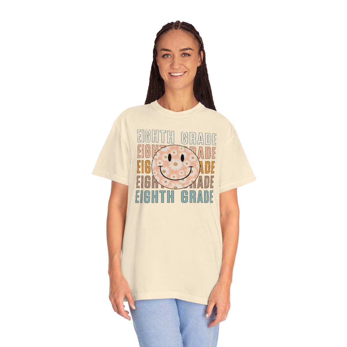 Eighth Grade Smiley Face Warm Colors Unisex Garment-Dyed PREMIUM T-shirt