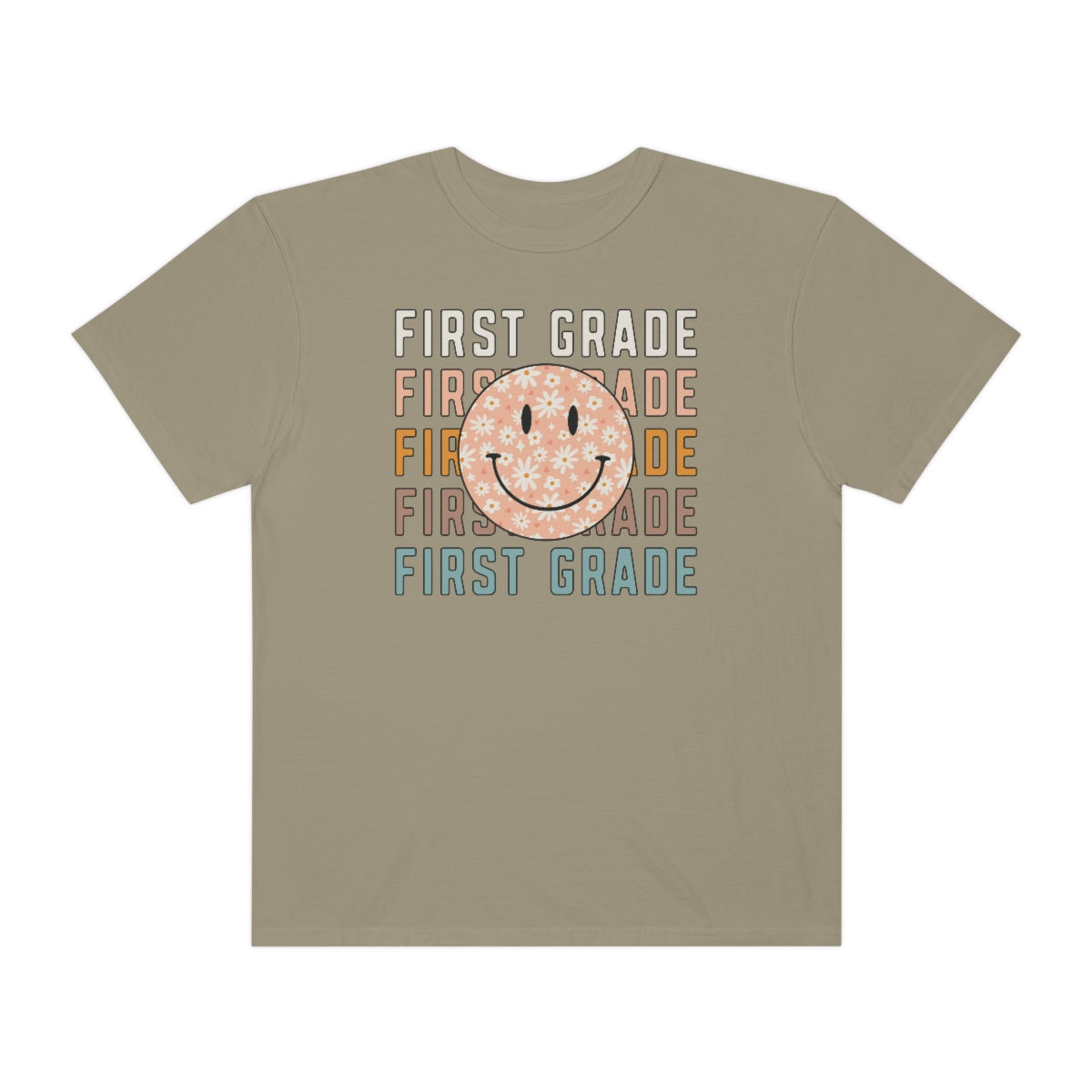 1st Grade Smiley Face Warm Colors Unisex Garment-Dyed PREMIUM T-shirt