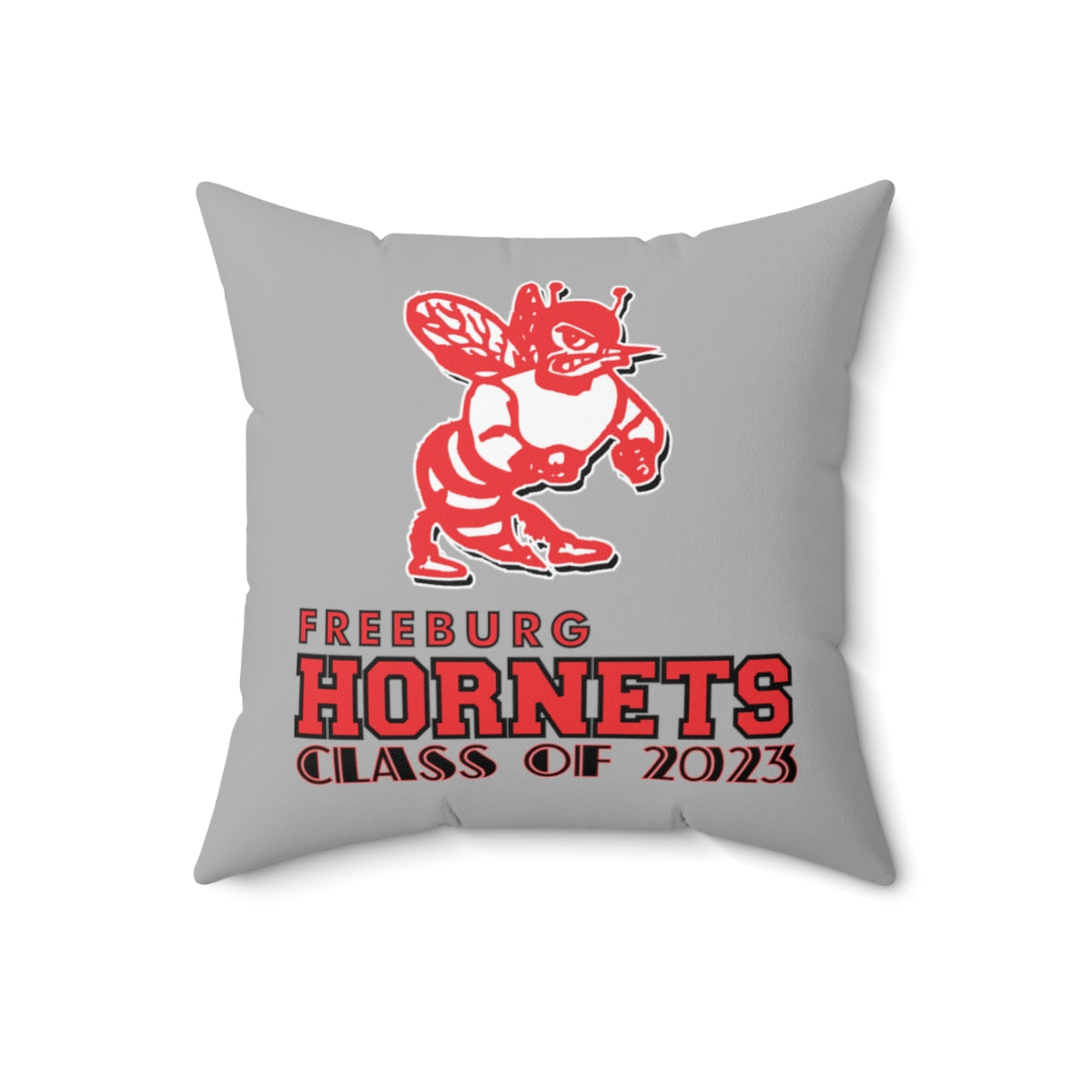 Gray Freeburg Hornet Class of 2023 Spun Polyester Square Pillow