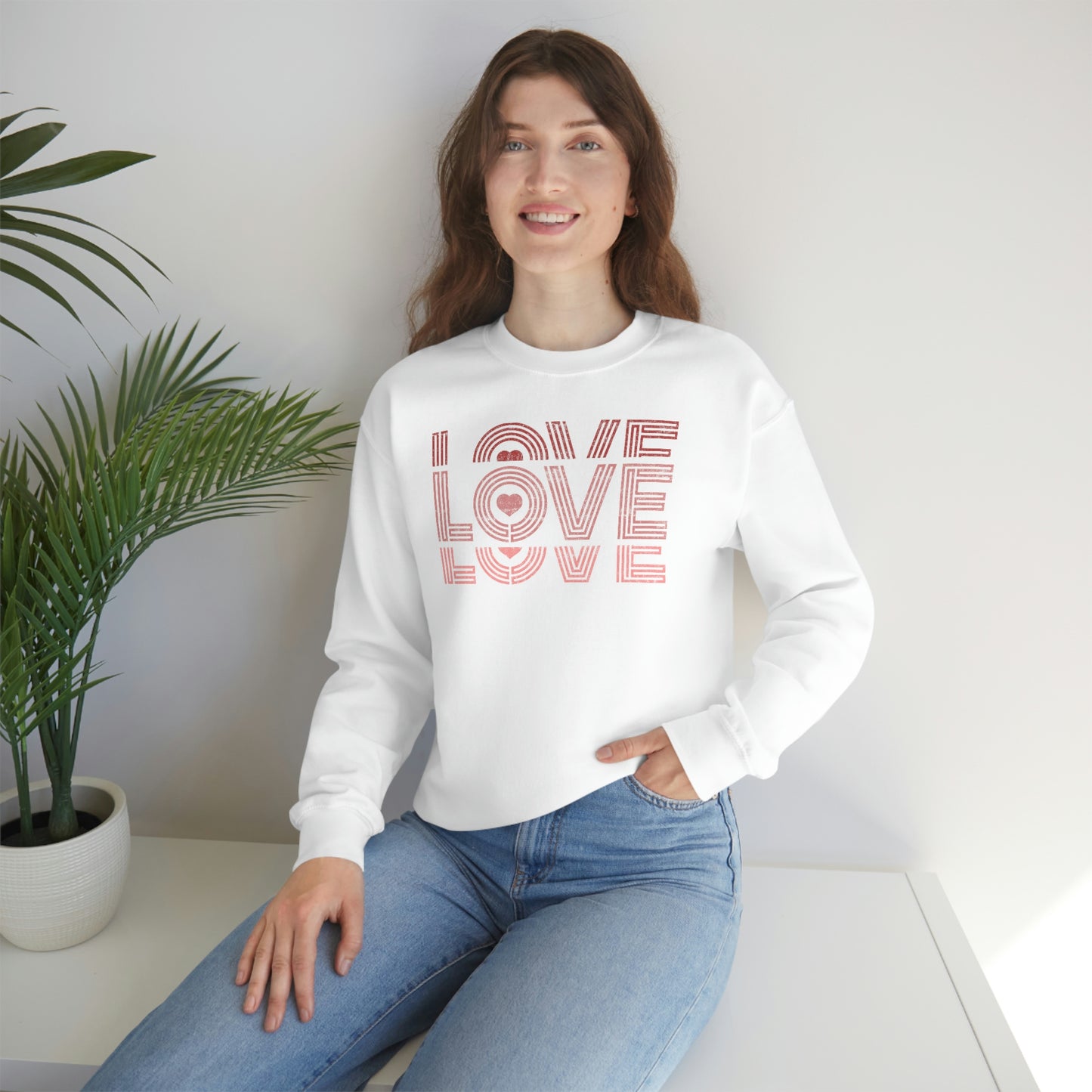 "Love Love Love" Red Graduated Print Unisex Heavy Blend™ Crewneck Sweatshirt