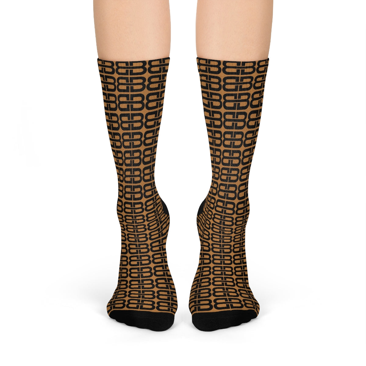 Light Brown Bhava Brand Pattern Crew Socks