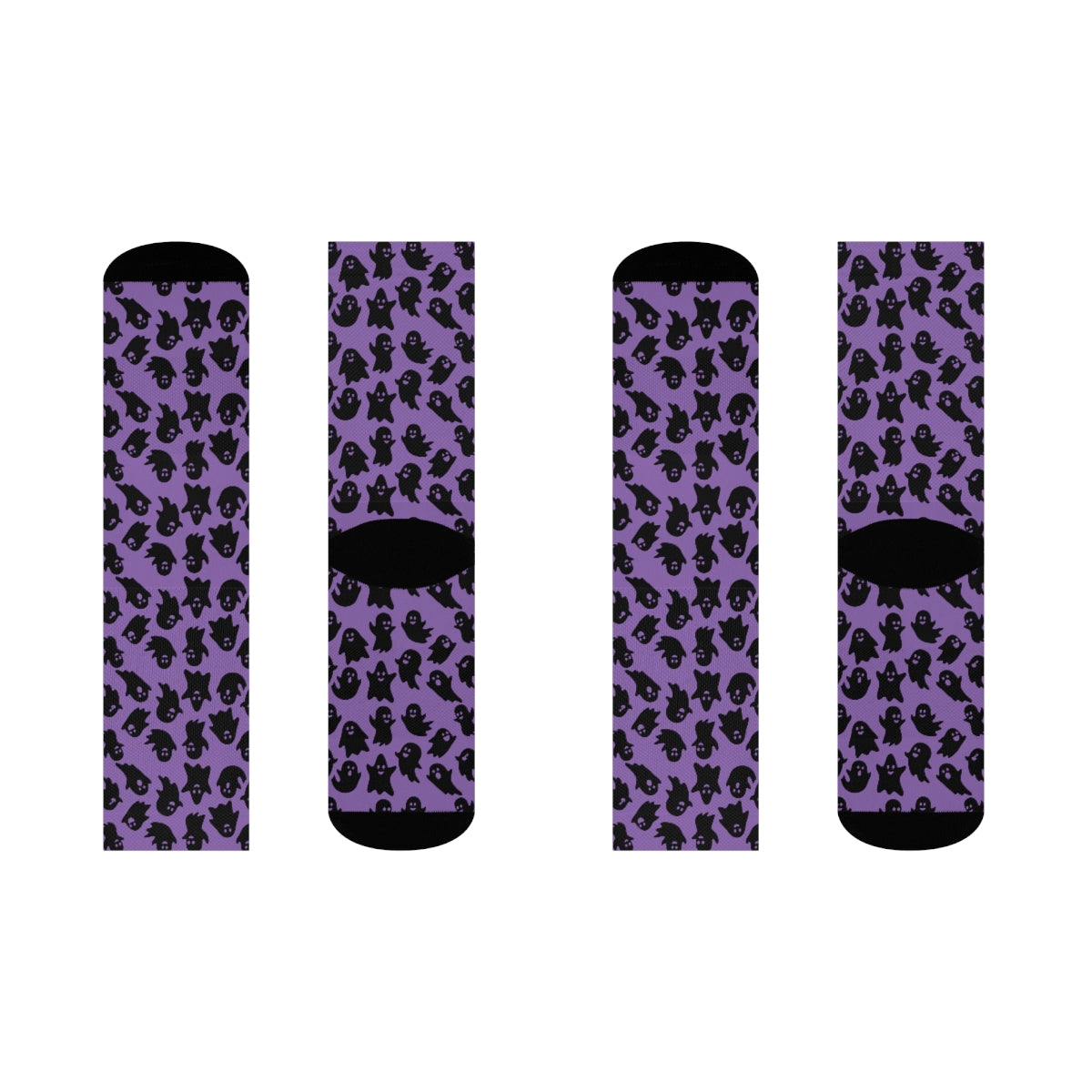 Purple Ghost Pattern Crew Socks