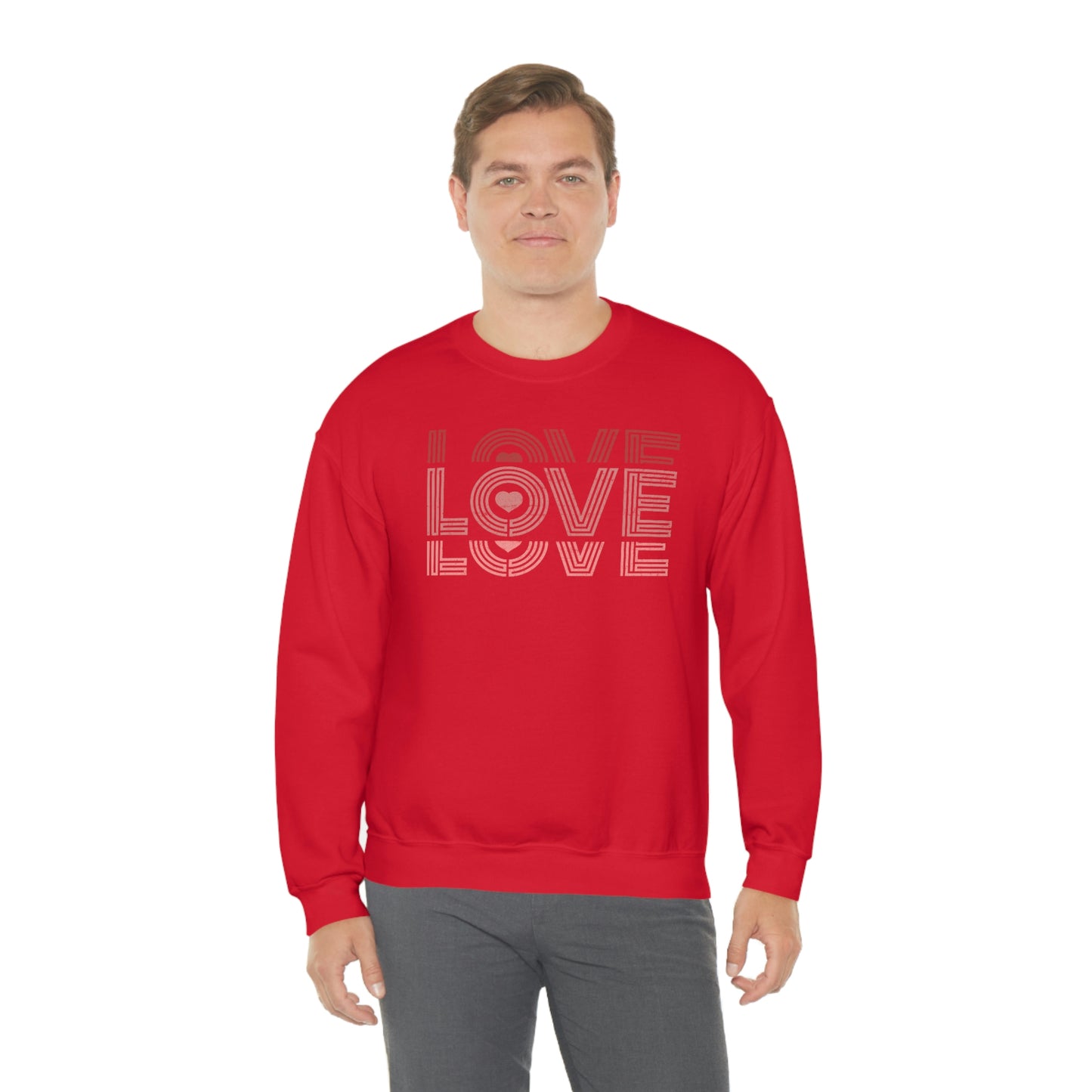 "Love Love Love" Red Graduated Print Unisex Heavy Blend™ Crewneck Sweatshirt