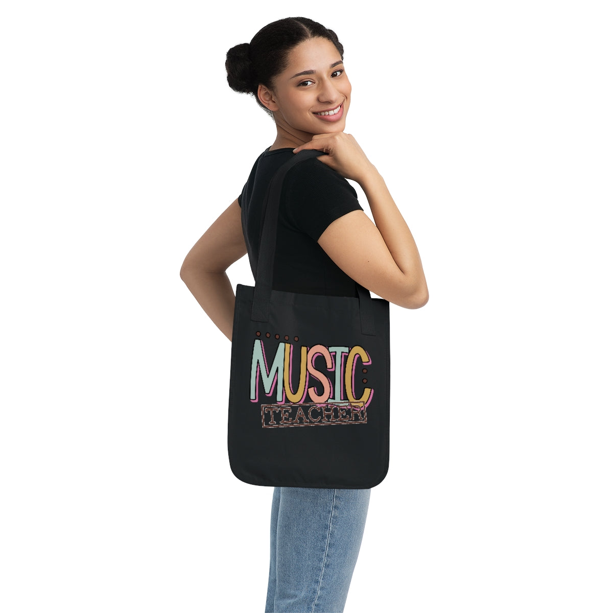 Music Teacher Multi-Colored Organic Canvas Tote Bag