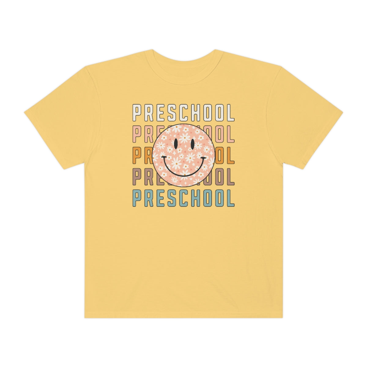 Preschool Smiley Face Warm Colors Unisex Garment-Dyed PREMIUM T-shirt