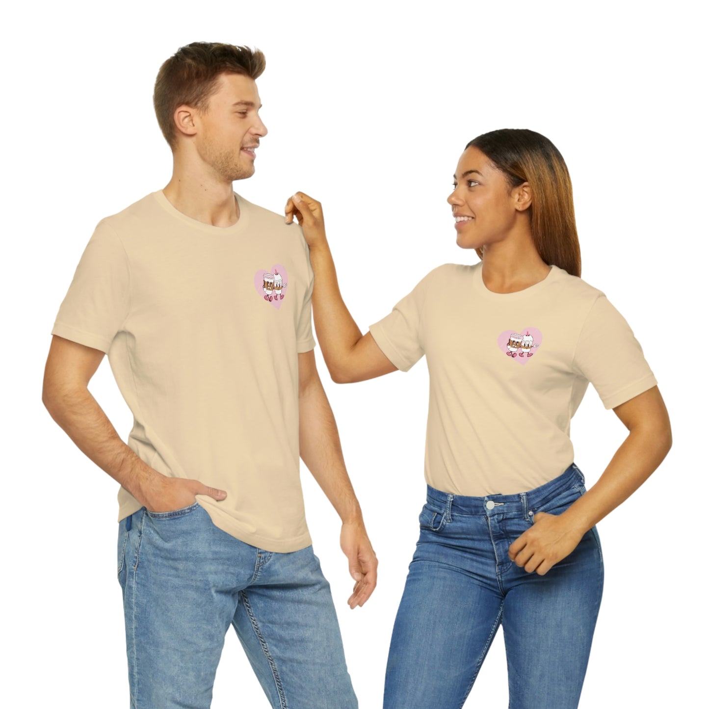 Front and Back Image "I Love You a Latte!"  Unisex Jersey Short Sleeve Tee