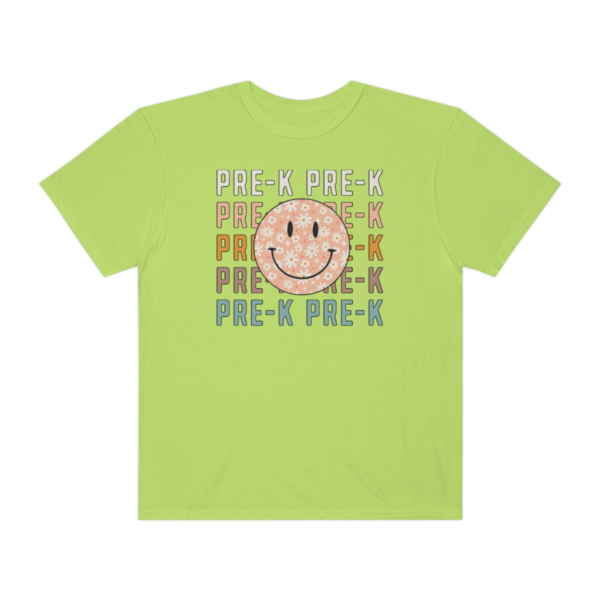 Pre-K Smiley Face Warm Colors Unisex Garment-Dyed PREMIUM T-shirt