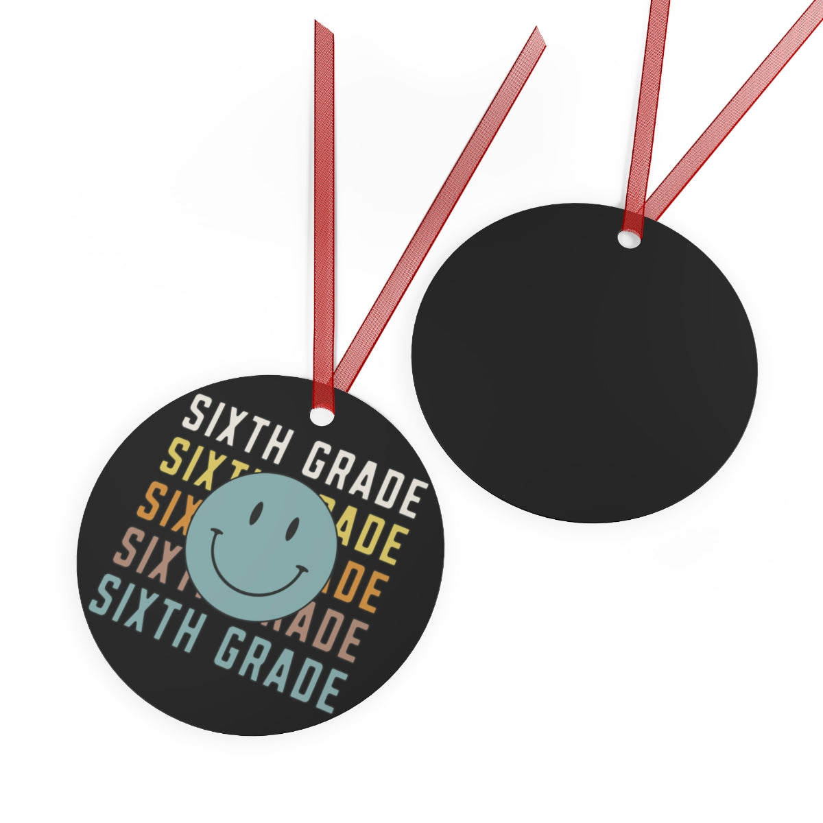 Sixth Grade Black Rustic Boho Metal Ornaments