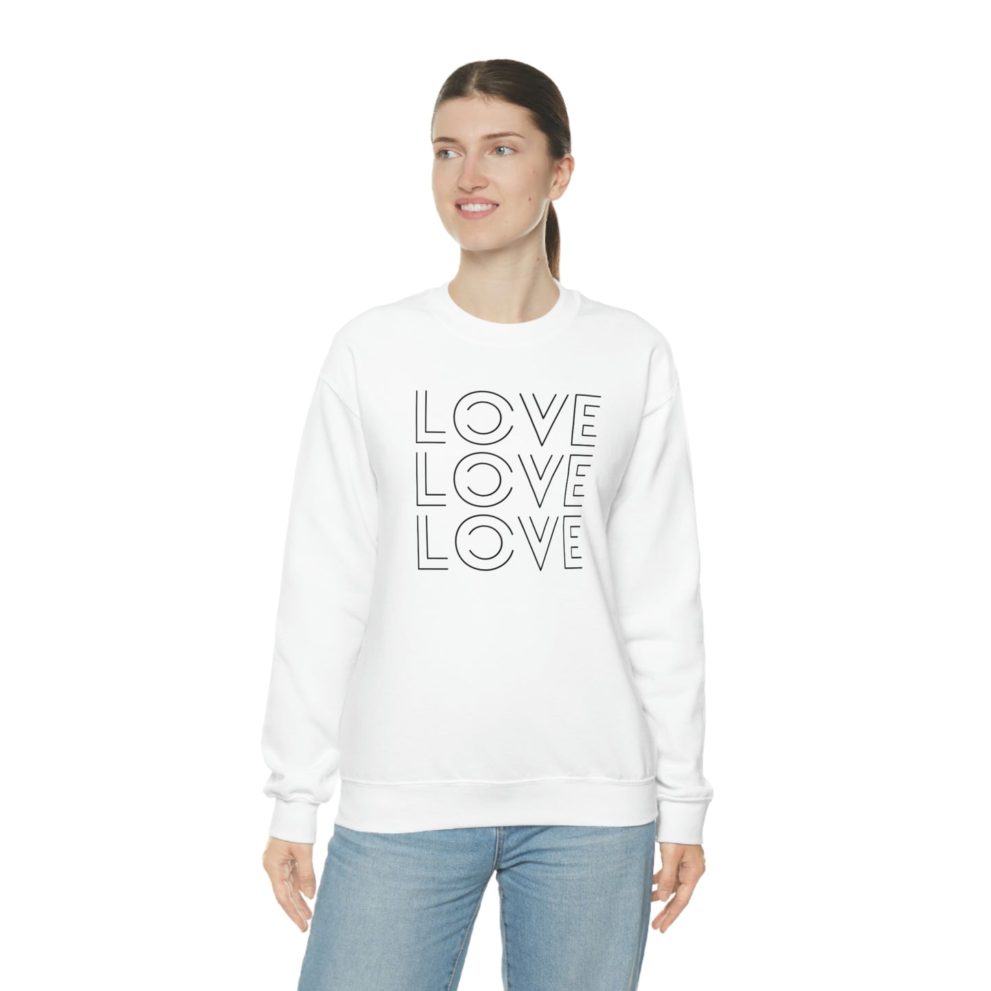 "Love Love Love" Black Print Unisex Heavy Blend™ Crewneck Sweatshirt