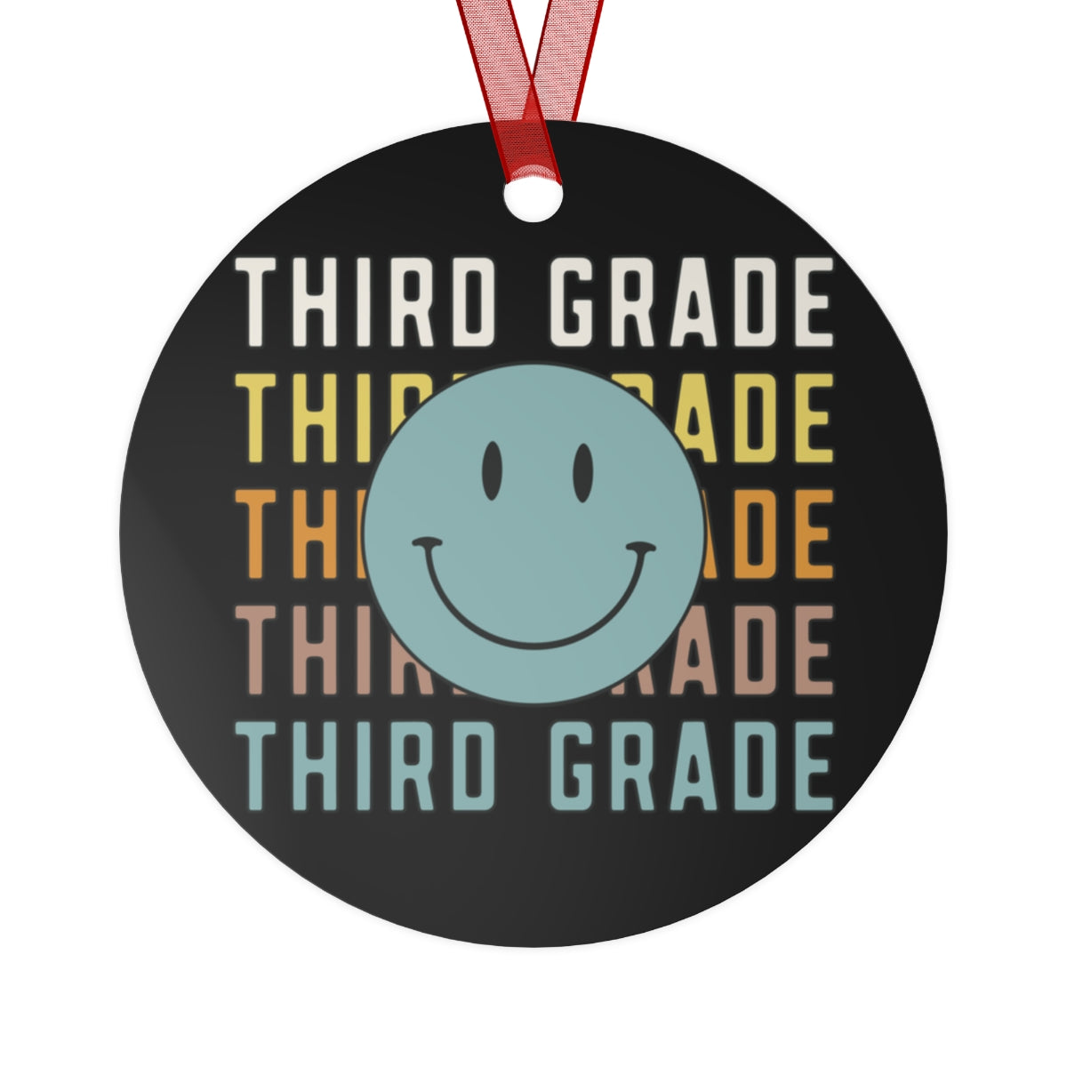 3rd Grade Black Rustic Boho Metal Ornaments