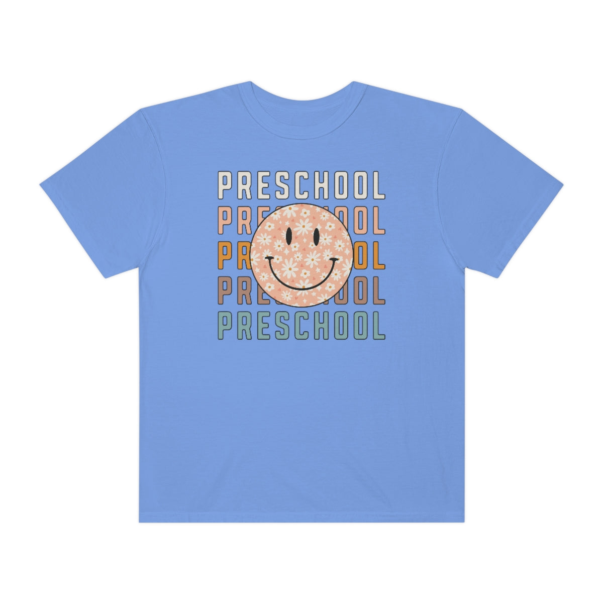 Preschool Smiley Face Warm Colors Unisex Garment-Dyed PREMIUM T-shirt