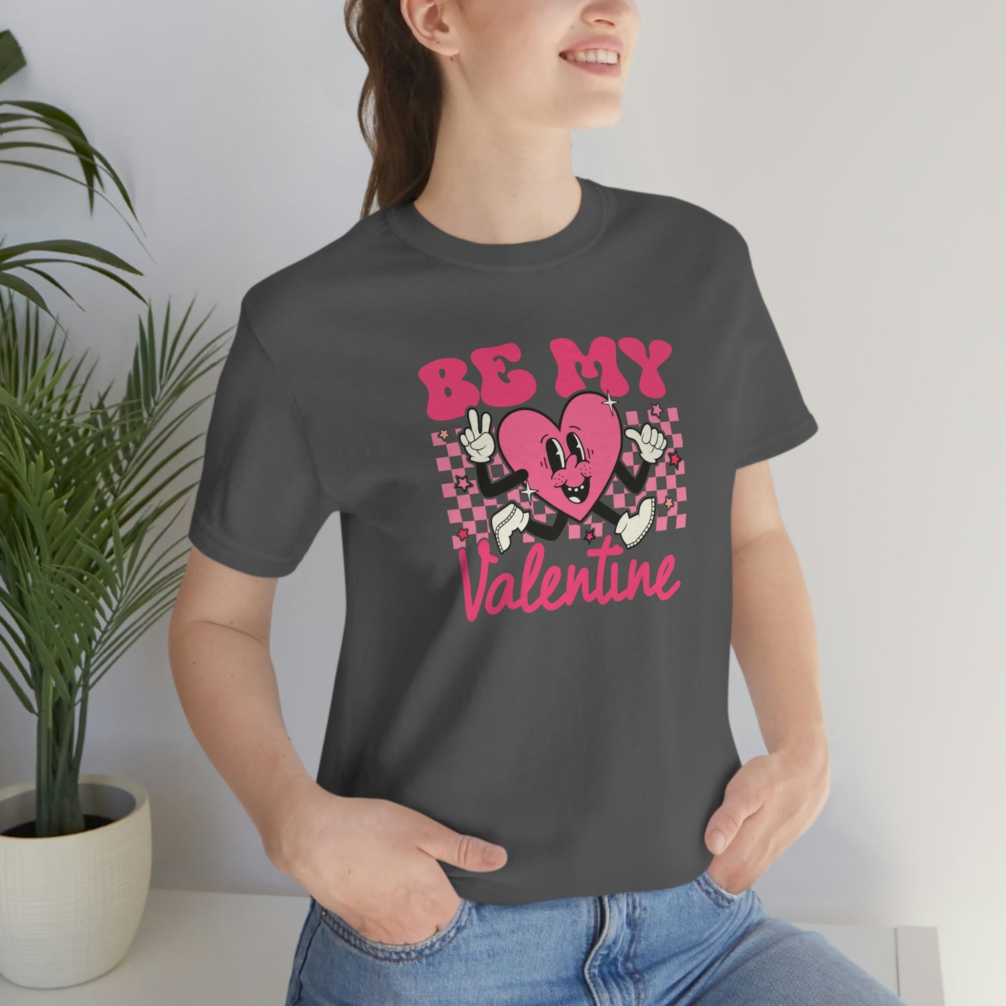 "Be My Valentine Checkerboard"  Unisex Jersey Short Sleeve Tee