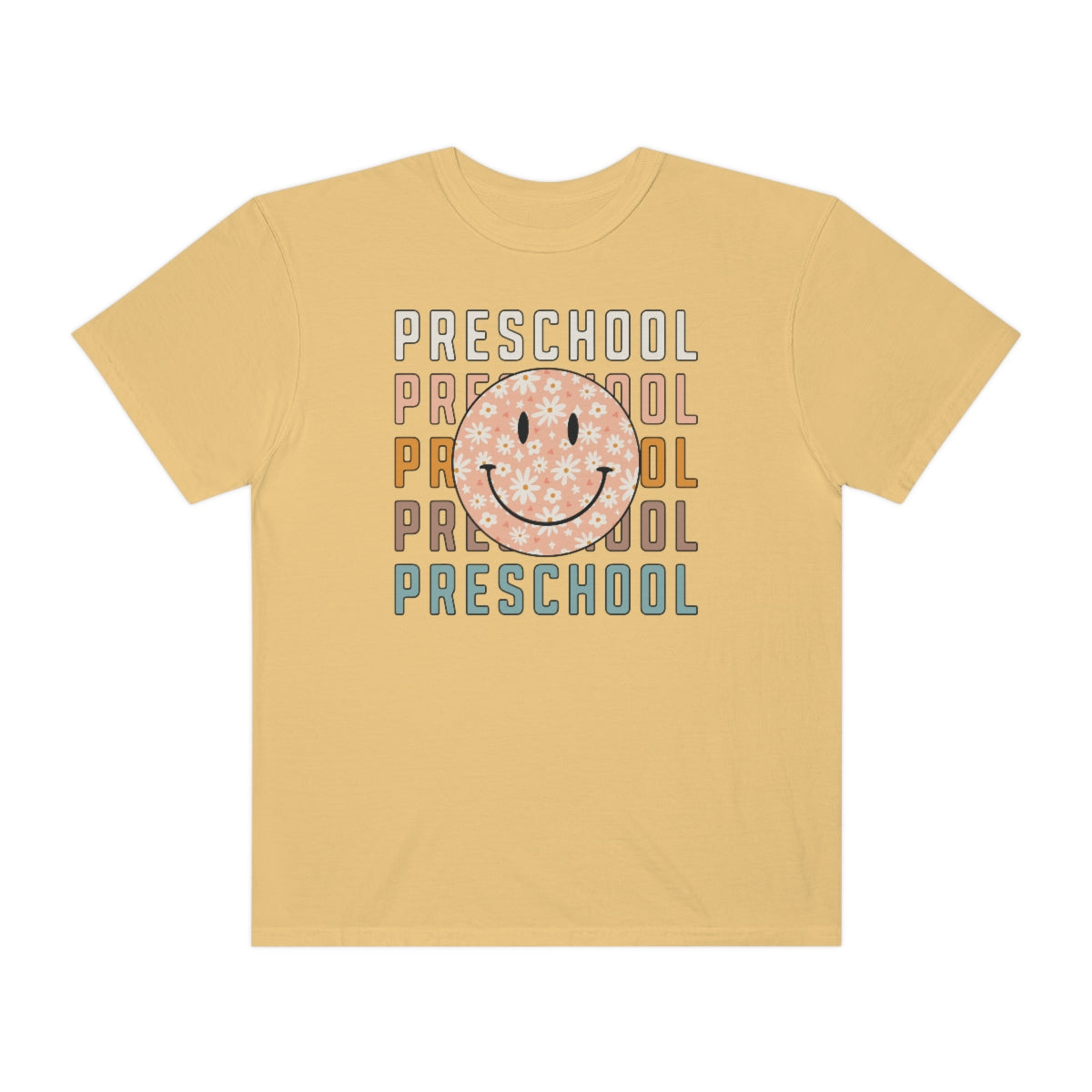 Preschool Smiley Face Warm Colors Unisex Garment-Dyed PREMIUM T-shirt