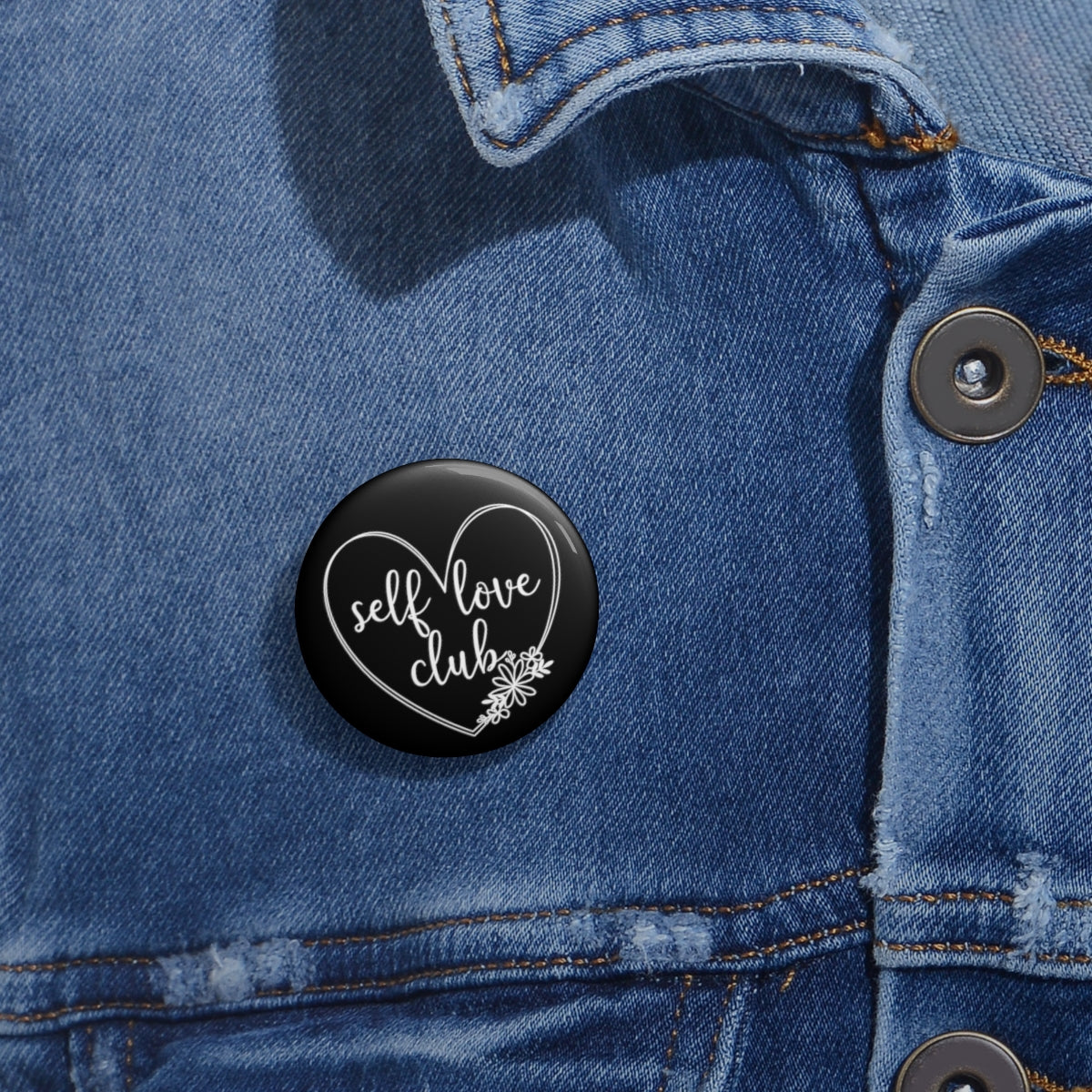 Black and White "Self Love Club" Pin Buttons