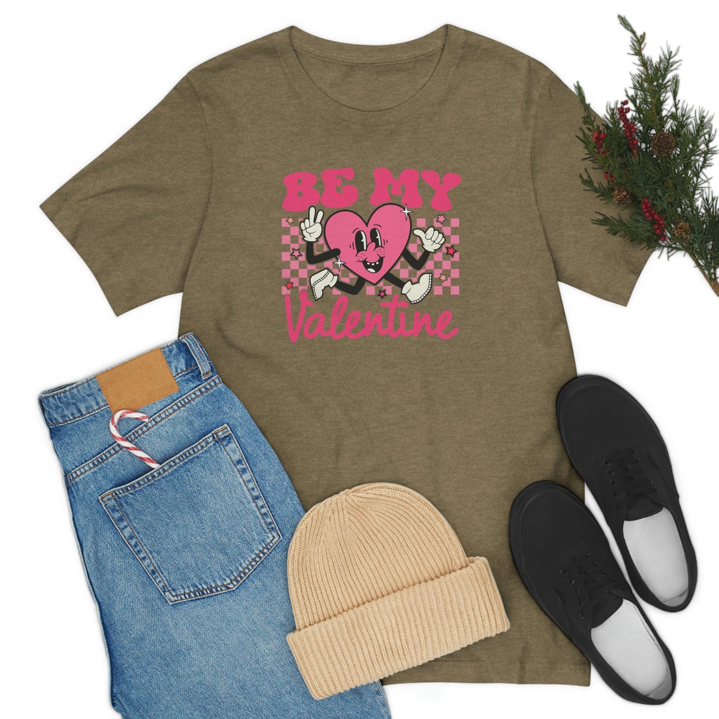 "Be My Valentine Checkerboard"  Unisex Jersey Short Sleeve Tee