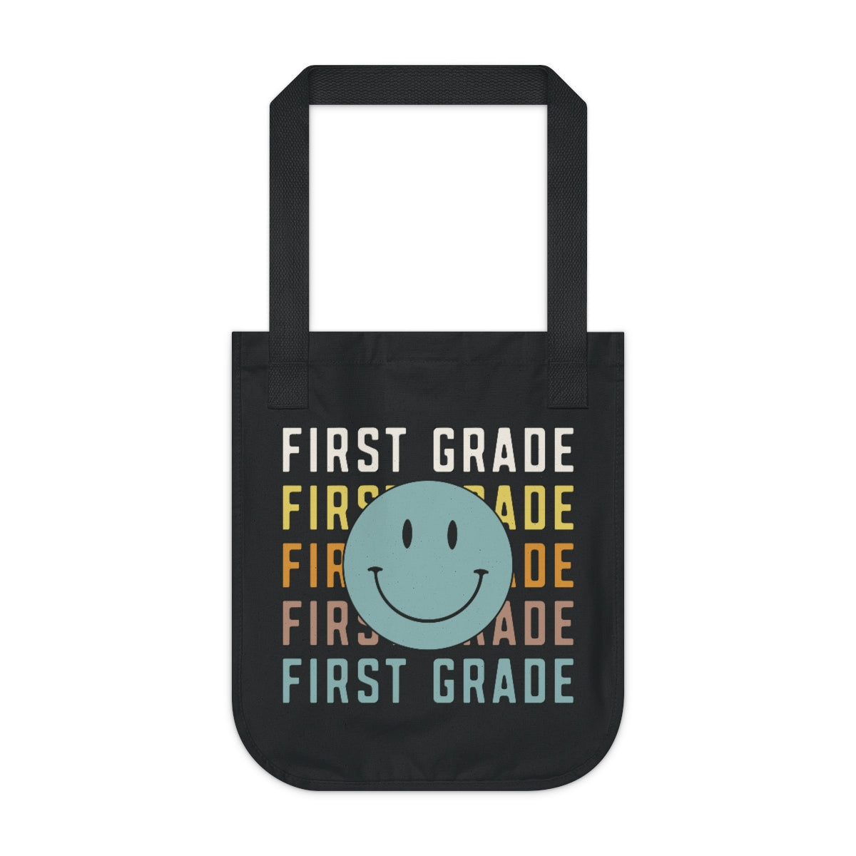 First Grade Smiley Face Organic Canvas Tote Bag