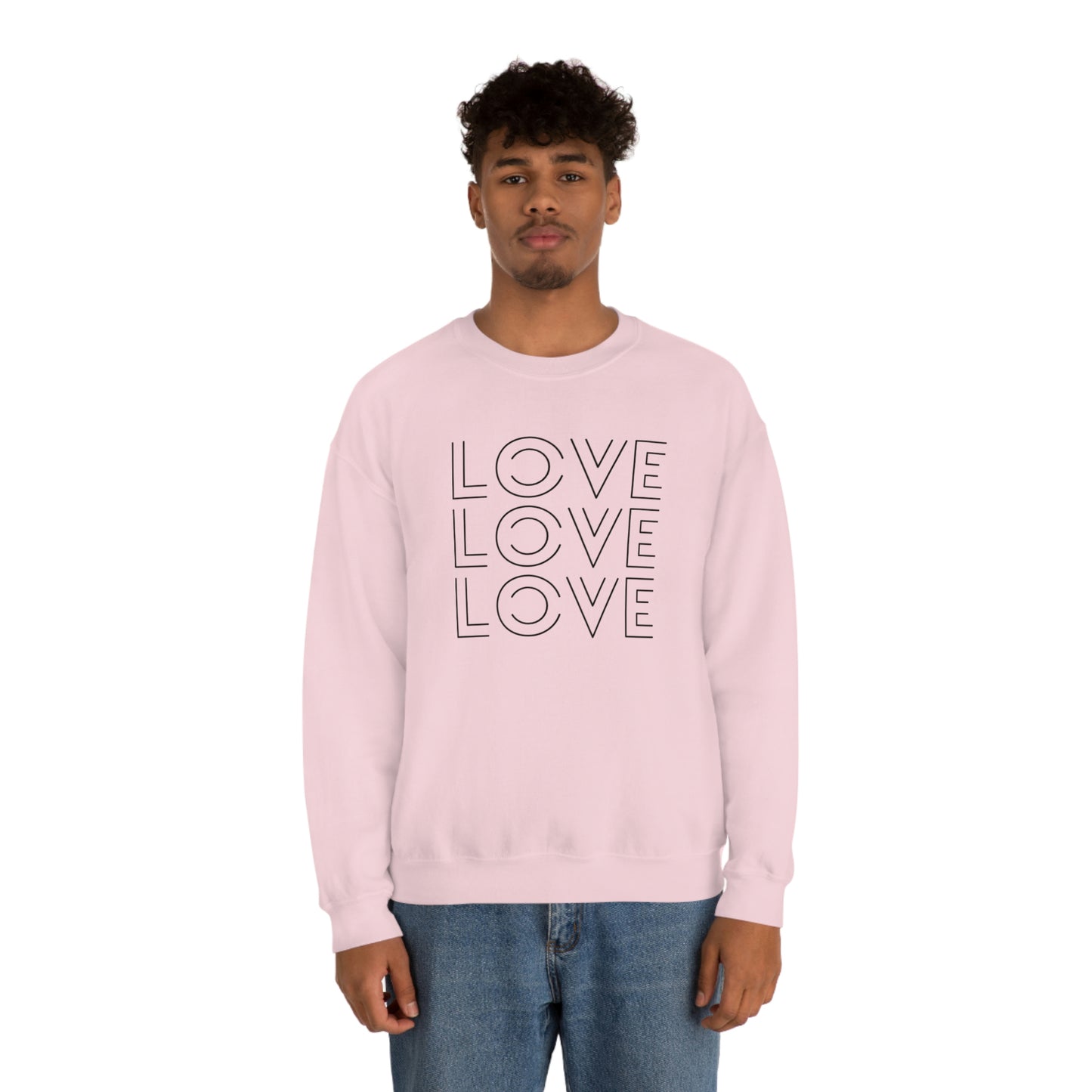 "Love Love Love" Black Print Unisex Heavy Blend™ Crewneck Sweatshirt