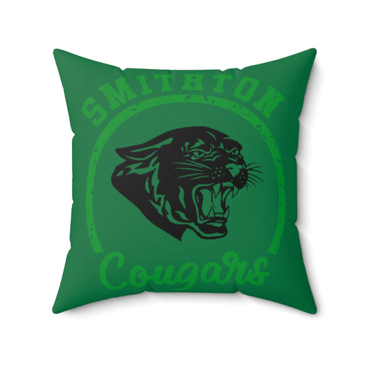 Green Smithton Cougars Spun Polyester Square Pillow