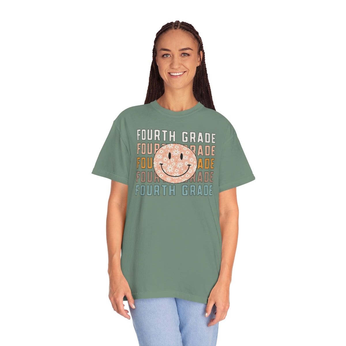 4th Grade Smiley Face Warm Colors Unisex Garment-Dyed PREMIUM T-shirt