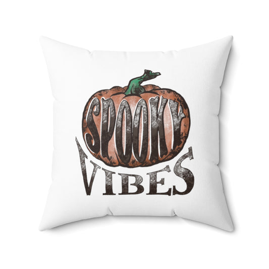 White Spooky Vibes Fall Halloween Spun Polyester Square Pillow