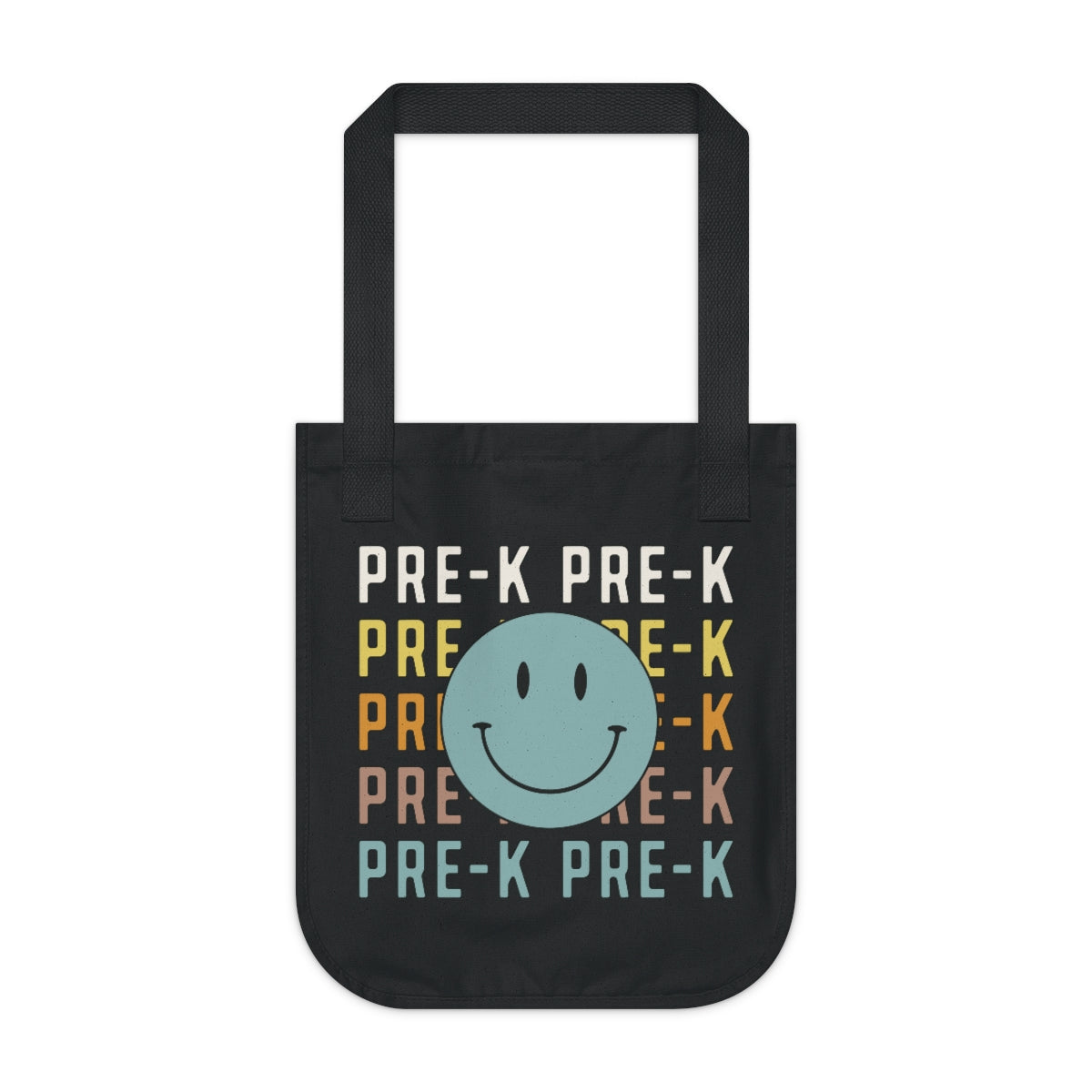 Pre-K Organic Smiley Face Canvas Tote Bag