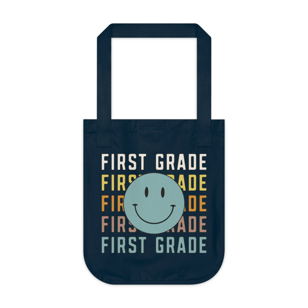 First Grade Smiley Face Organic Canvas Tote Bag