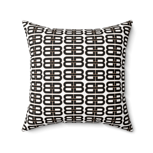 White Bhava Brand Pattern Square Pillow