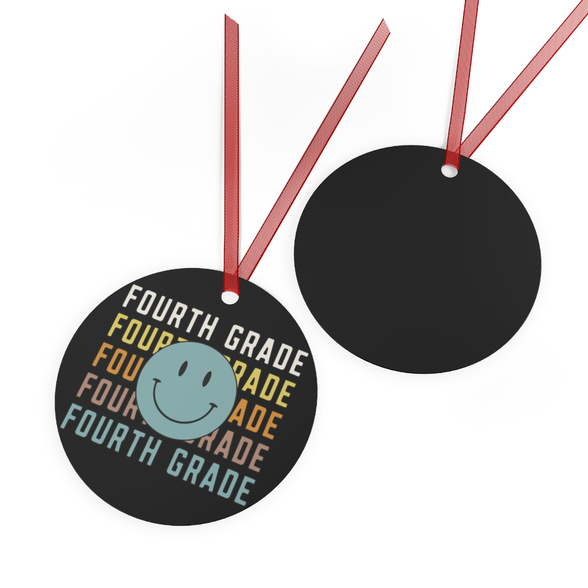 Fourth Grade Black Rustic Boho Metal Ornaments