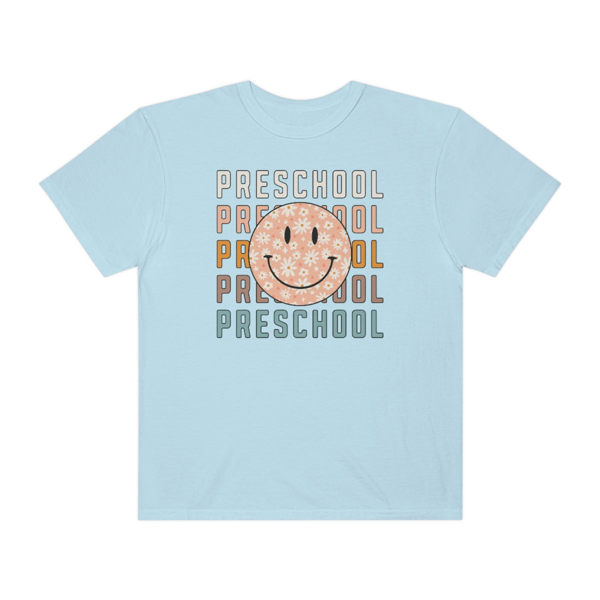 Preschool Smiley Face Warm Colors Unisex Garment-Dyed PREMIUM T-shirt