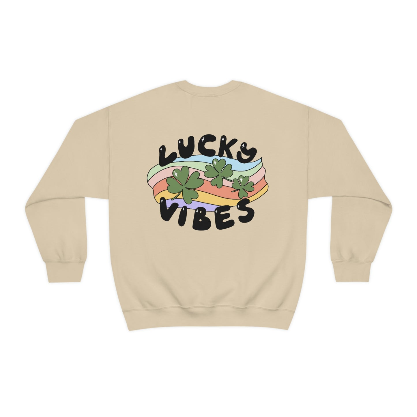 St. Patrick's Day "Lucky Vibes" Front and Back Design Unisex Heavy Blend Crewneck Sweatshirt