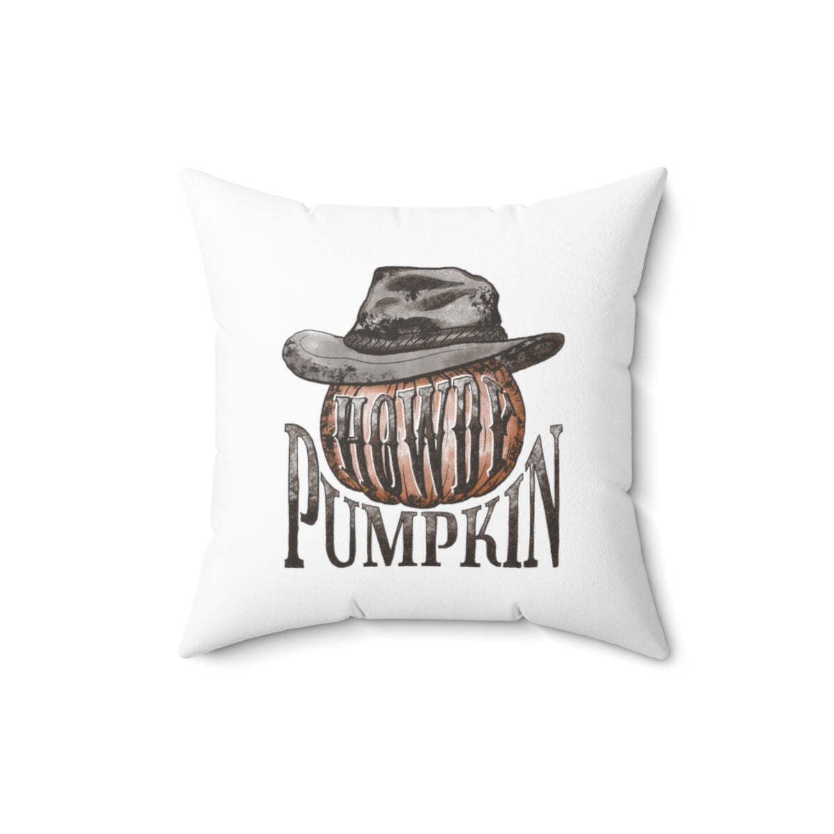 White Howdy Pumpkin Fall Halloween Spun Polyester Square Pillow